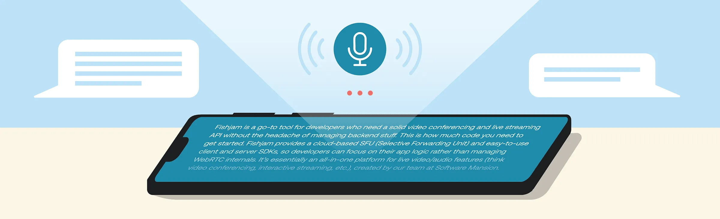 Phone showing speech transcription with a microphone and chat bubbles