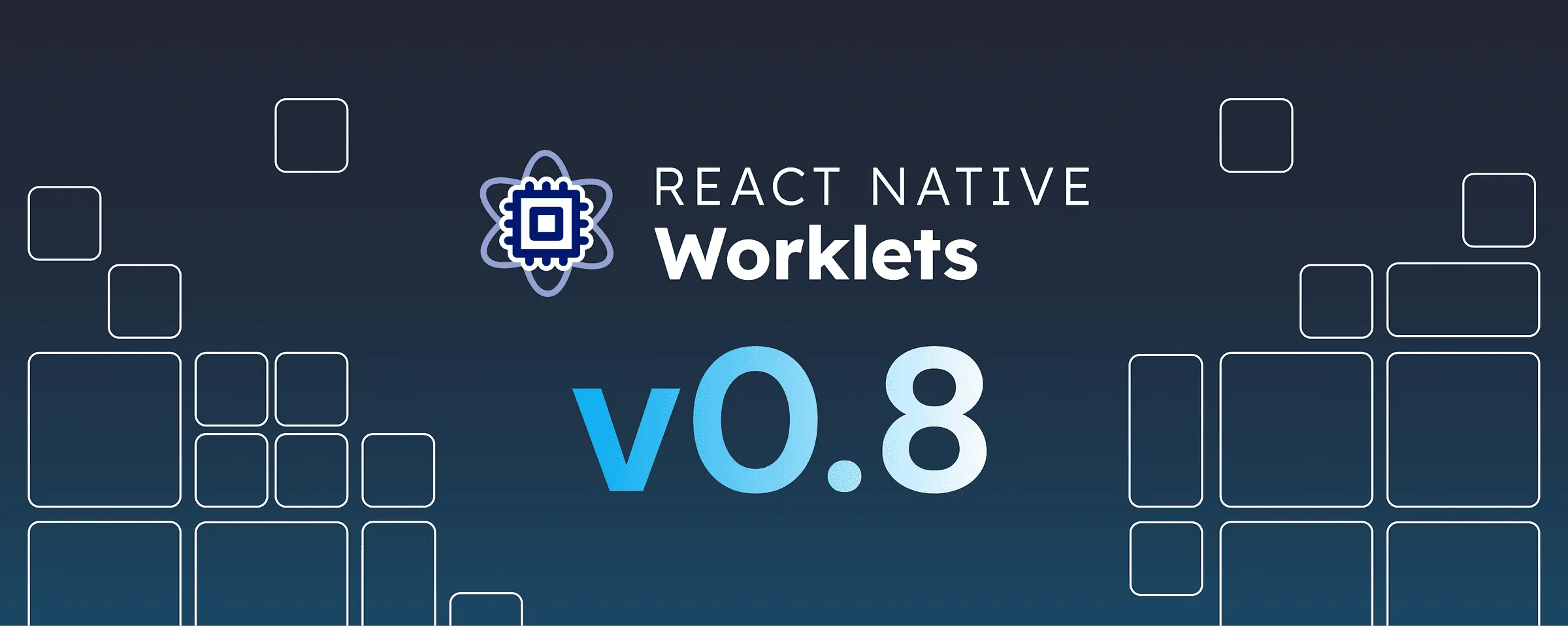 React Native Worklets v0.8 title graphic with app tiles